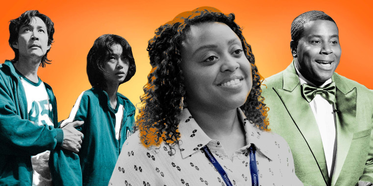 Photo Illustration: Squid Game, Abbott Elementary, and host Kenan Thompson