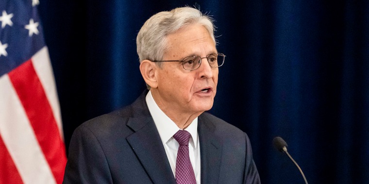 Image: Attorney General Merrick Garland speaks during a news conference  at the State Department on Oct. 13, 2022, in Washington.
