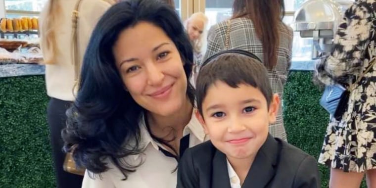 Narkis Golan with her son.