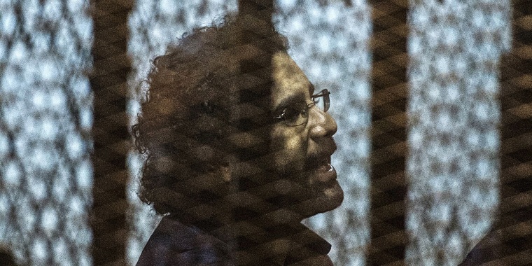 Egyptian activist Alaa Abdel Fattah during his trial in Cairo in 2015.
