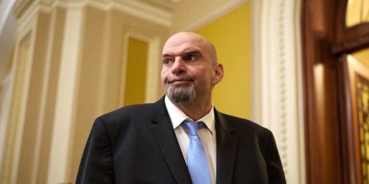 Image: Sen.-elect John Fetterman (D-PA) heads to a lunch meeting with Senate Democrats at the Capitol in Washington on Nov. 15, 2022. 