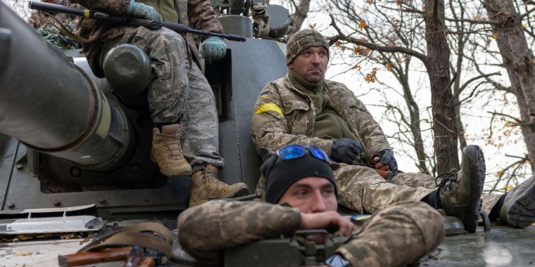 Ukraine Russia war soldiers outside Kherson