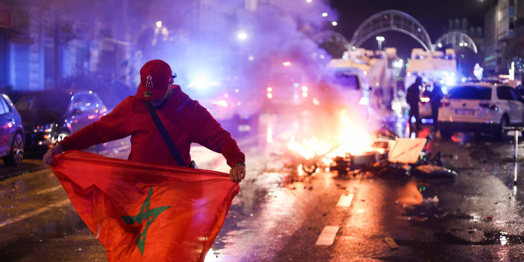 Protests broke out in Brussel after Belgium's shock defeat to Morocco in the soccer World Cup on Nov. 27, 2022. 