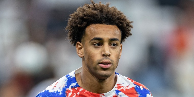 Tyler Adams of USA warms up ahead of the FIFA World Cup Qatar 2022 Group B match.