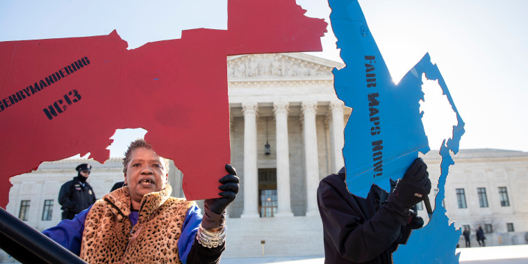 Activists protest partisan gerrymandering at the Supreme Court in Washington, D.C. on Mar. 26, 2019.