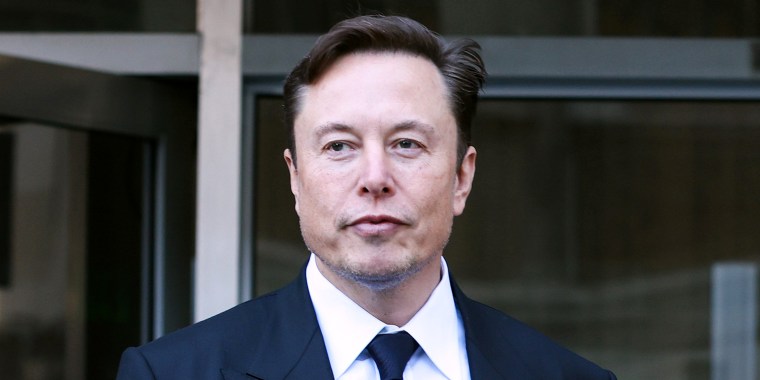Tesla CEO Elon Musk leaves the Phillip Burton Federal Building on Jan. 24, 2023, in San Francisco.