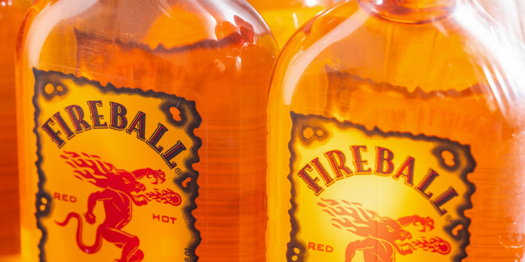 Miniature bottles of Fireball.