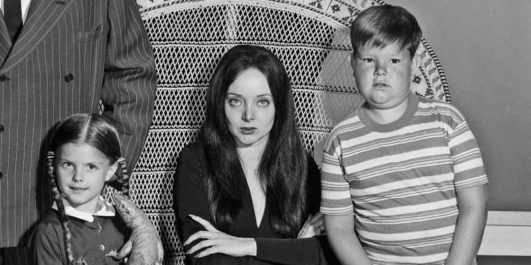 The cast of "The Addams Family." From left, John Astin, Lisa Loring, Carolyn Jones, Ted Cassidy and Ken Weatherwax.