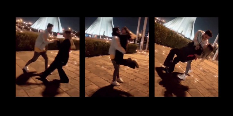 Astiaj Haghighi and Amir Mohammad Ahmadi published a video on social media showing them dancing in a city square.