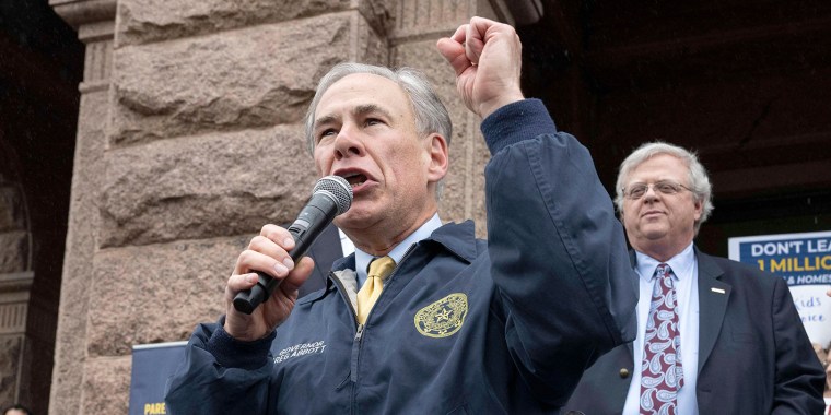 Republican Texas Gov. Greg Abbott speaks at aa rally for ''school choice'' on the north steps of the Texas Capitol, on March 21, 2023.