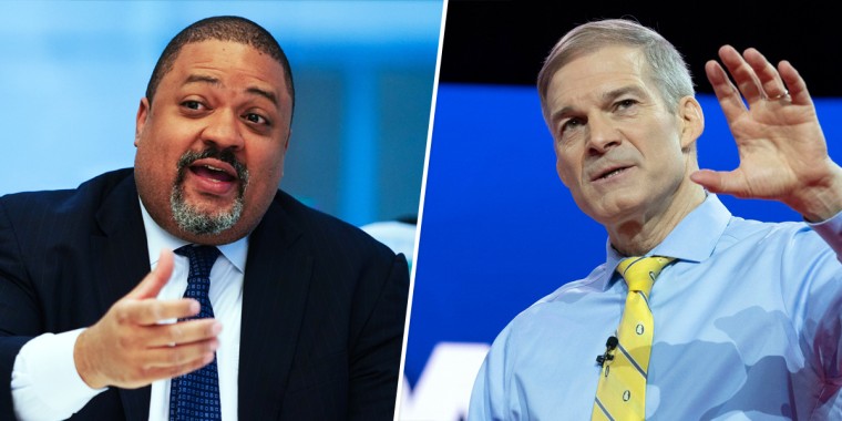Manhattan district attorney Alvin Bragg and Rep. Jim Jordan.