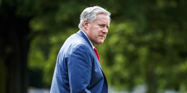 Mark Meadows, White House chief of staff, walks on the South Lawn of the White House before boarding Marine One on July 10, 2020.