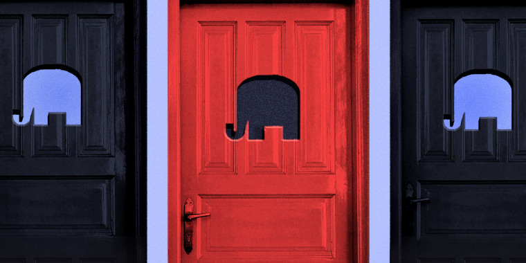 Photo illustration of a repeating door with an elephant cut out of it.