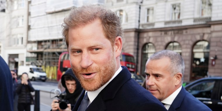Prince Harry arrives at the Royal Courts Of Justice in London on March 27, 2023 ahead of a hearing claim over allegations of unlawful information gathering brought against Associated Newspapers Limited (ANL) by seven people - the Duke of Sussex, Baroness Doreen Lawrence, Sir Elton John, David Furnish, Liz Hurley, Sadie Frost and Sir Simon Hughes.