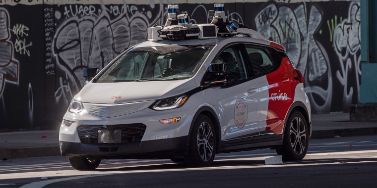 A Cruise vehicle in San Francisco in 2022. 