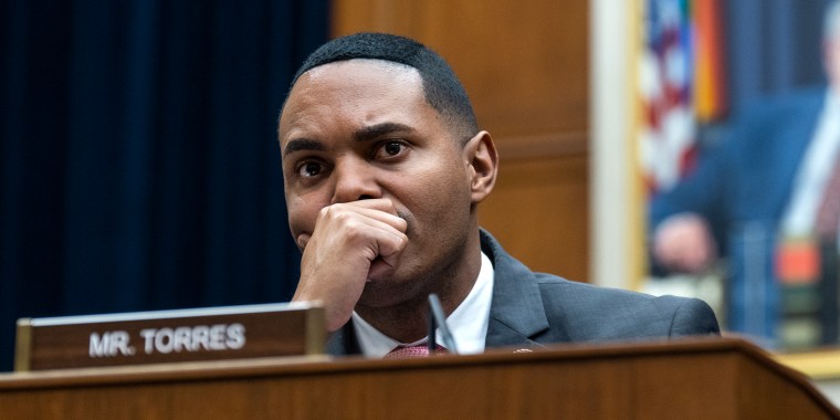 UNITED STATES - MARCH 29: Rep. Ritchie Torres, D-N.Y., attends the House Financial Services Committee hearing titled "The Federal Regulators' Response to Recent Bank Failures," in Rayburn Building on Wednesday, March 29, 2023. Martin Gruenberg, chairman of the Federal Deposit Insurance Corporation, Michael Barr, vice chair for supervision of the Board of Governors of the Federal Reserve System, and Nellie Liang, under secretary for Domestic Finance, U.S. Department of Treasury, testified.