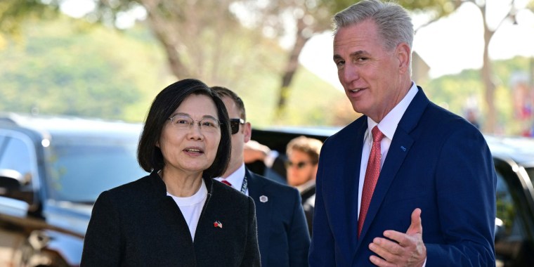 Kevin McCarthy and Tsai Ing-wen at the Ronald Reagan Presidential Library in Simi Valley, Calif.