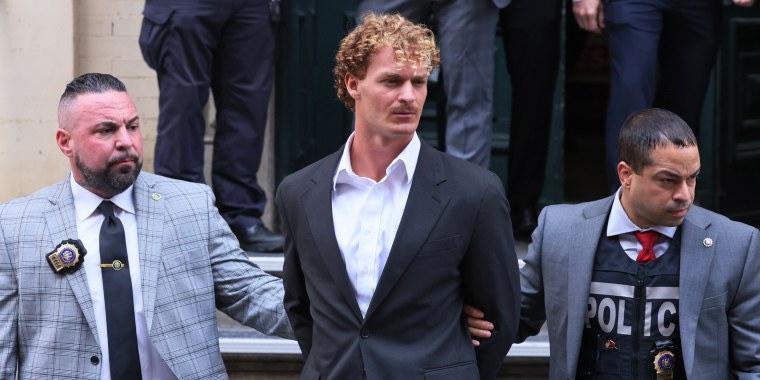 Daniel Penny is transported to his arraignment after surrendering to police at the 5th Precinct on May 12, 2023 in New York.