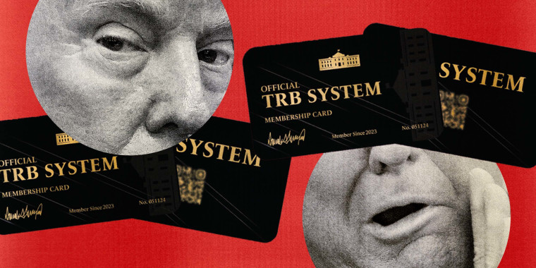 Photo Illustration: Donald Trump and "membership cards" for the "Official TRB System"