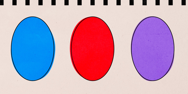 Illustration of ballot bubbles in blue, red and purple.