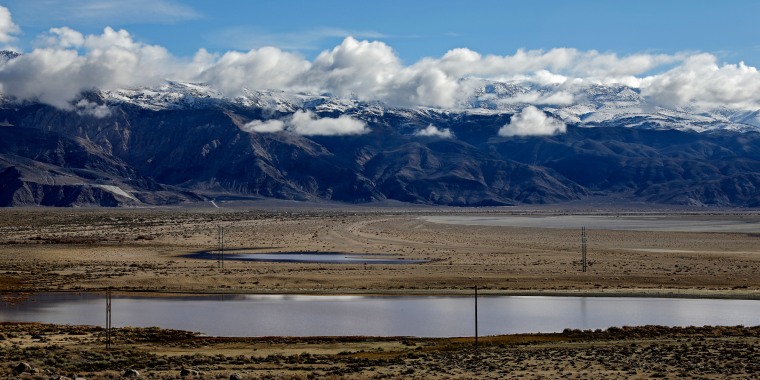 Owens Lake and the Owens Valley in Lone Pine, Calif., on March 23, 2023.