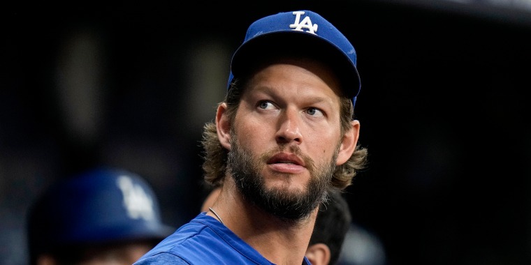 Los Angeles Dodgers starting pitcher Clayton Kershaw during a baseball game against the Tampa Bay Rays on May 26, 2023, in St. Petersburg, Fla.