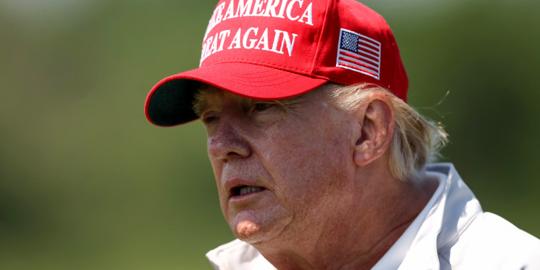 Former President Donald Trump at the LIV Golf Invitational at Trump National Golf Club in Sterling, Va., on May 25, 2023.