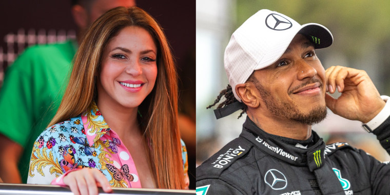 Shakira y Lewis Hamilton en el Gran Premio de España 2023