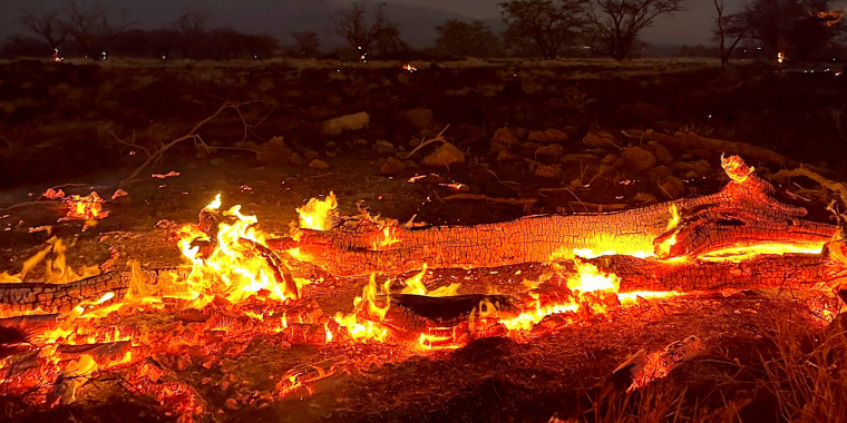 Image: A fire tears through Kihei late Wednesday.