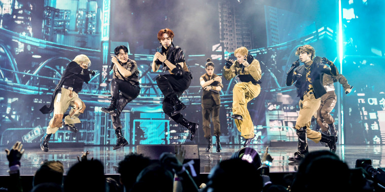 Image: Stray Kids performs onstage during the 2023 MTV Video Music Awards at Prudential Center on Sept. 12, 2023 in Newark, N.J.