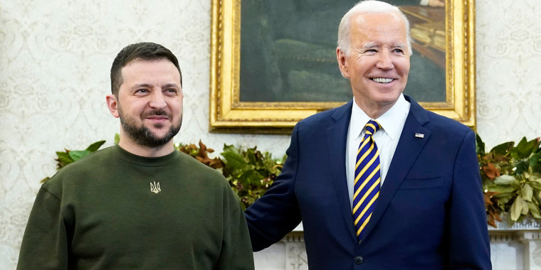 President Joe Biden meets with Ukrainian President Volodymyr Zelenskyy in the Oval Office of the White House, Wednesday, Dec. 21, 2022, in Washington.