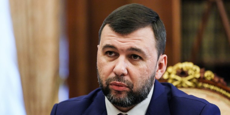 Denis Pushilin, the Moscow-appointed head of the Donetsk region of Ukraine, in Moscow on April 6, 2023.
