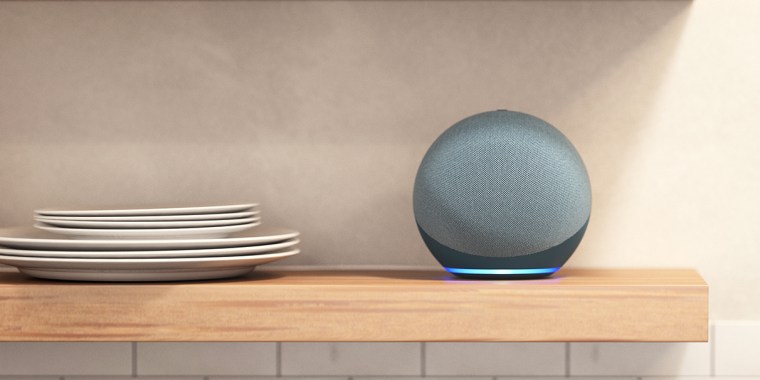 This image provided by Amazon, shows an Amazon Echo device.