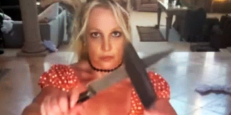 Britney Spears seen dancing with knives in a video posted to Instagram.