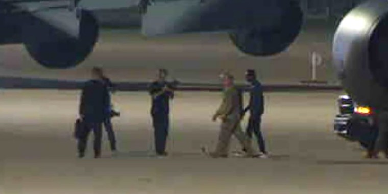 U.S. soldier Travis King arriving in San Antonio, Texas in the early hours of Sept. 28, 2023 after his release from custody in North Korea.