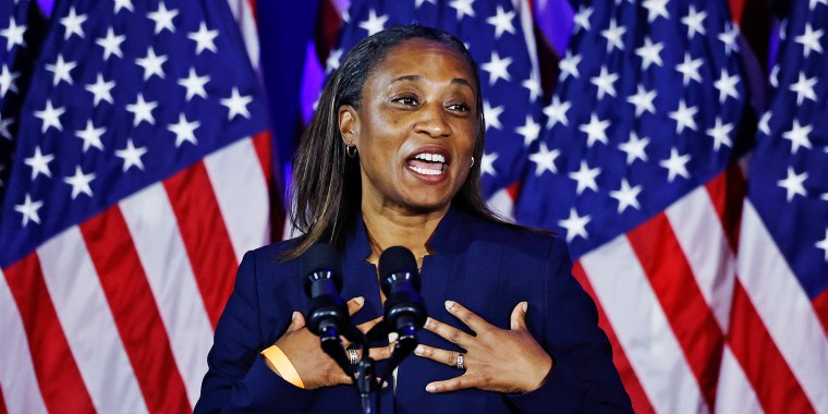 Emily's List President Laphonza Butler address a Biden-Harris campaign rally on June 23, 2023 in Washington, D.C. 
