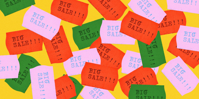 Assortment of colorful price stickers that read "Big Sale!!!" 