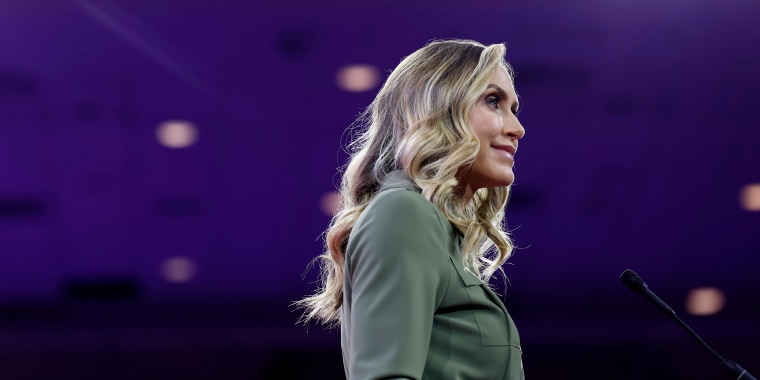 Lara Trump speaks during the CPAC in National Harbor, MD., on Feb. 22, 2024.