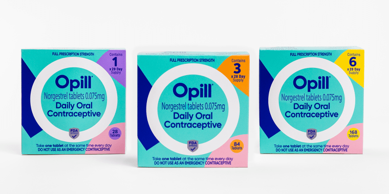 Opill 1, 3 and 6-month packages.