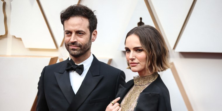 Benjamin Millepied and Natalie Portman at the Academy Awards in Los Angeles on Feb. 9, 2020.