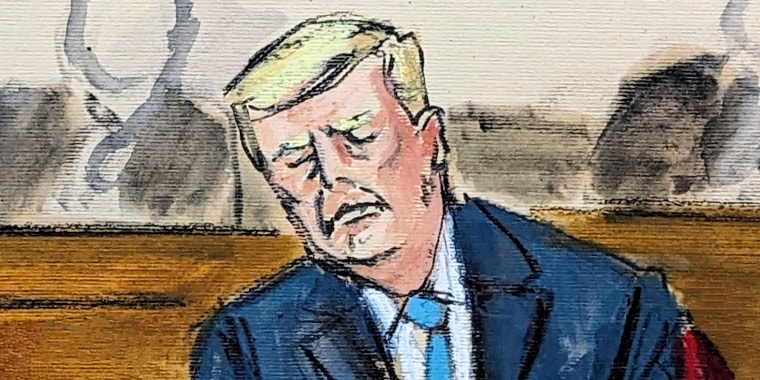 Donald Trump at the defense table in Manhattan Criminal Court