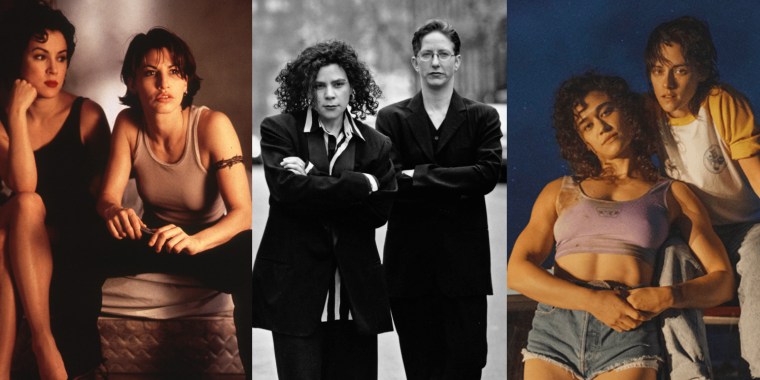 Jennifer Tilly and Gina Gershon in "Bound," Rose Troche and V.S. Brodie in "Go Fish" and Katy M. O'Brian and Kristen Stewart in "Love Lies Bleeding."