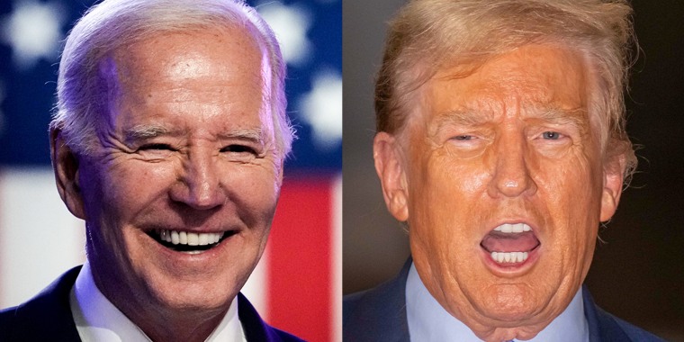 A composite split image of Biden and Trump.