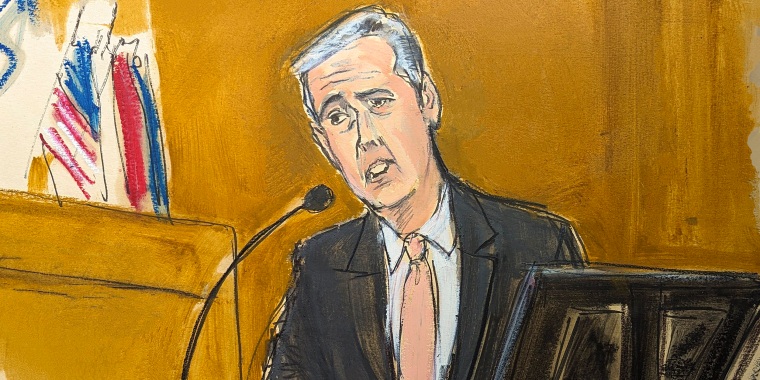 Michael Cohen testifies in a courtroom sketch