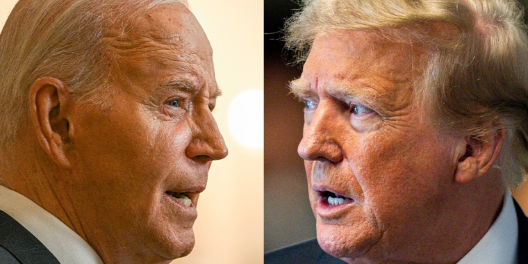 A split composite of Joe Biden and Donald Trump.