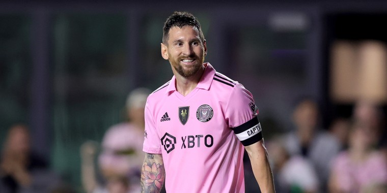 Lionel Messi during a match between Inter Miami CF and the New York City FC at DRV PNK Stadium in Fort Lauderdale, Fla.