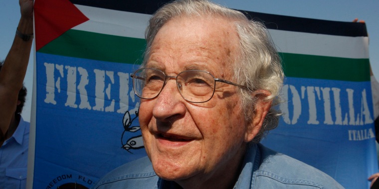 Activist Noam Chomsky is hospitalized in his wife's native country of Brazil after suffering a massive stroke, she confirmed Tuesday.