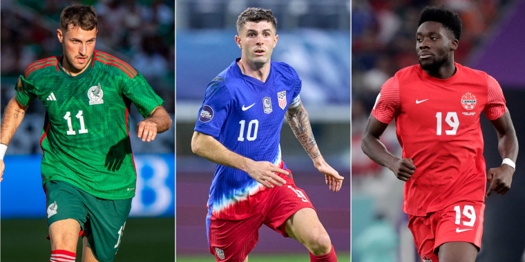 Santiago Gimenez, Christian Pulisic y Alphonso Davies