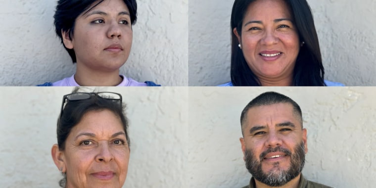 Imagen combo de cuatro fotografías tipo retrato, de cuatro personas latinas que viven en el centro de California. Son, en el sentido de las manecillas del reloj: Abby Rodela, Silvia Romano, Daniel Rodela y Guillermina Mireles