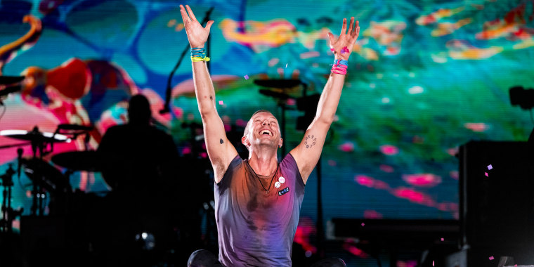 Chris Martin of Coldplay performs on Nov. 18, 2023 in Perth, Australia.